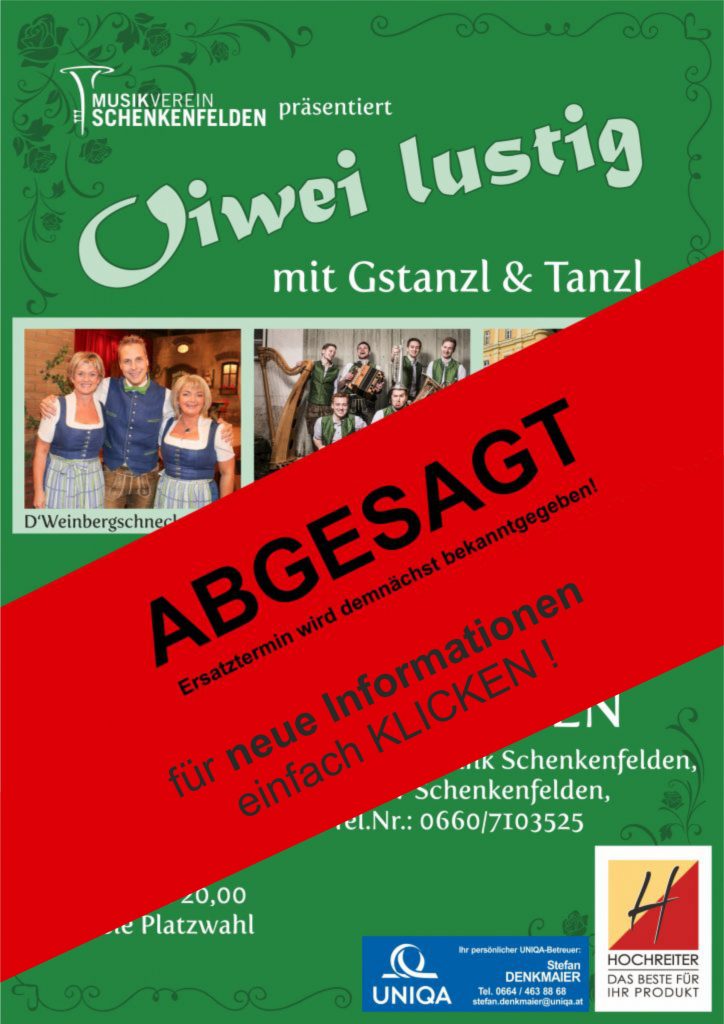 ABGESAGT!! - Oiwei lustig mit Gstanzl &amp; Tanzl 2020